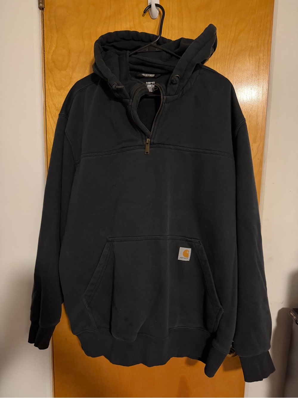 Carhartt Men’s Black Quarter-Zip Hooded Work Sweatshirt